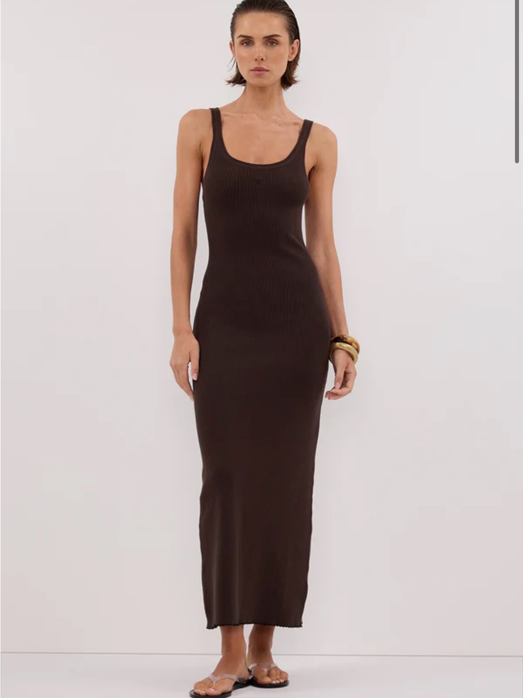 Dissh Signature Choc Contrast Ribbed Scoop Tank Midi Dress